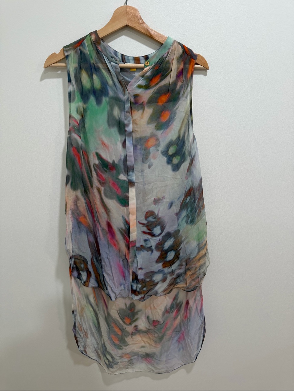 Leifsdottir (Anthropologie) watercolor pastel multicolor silk top